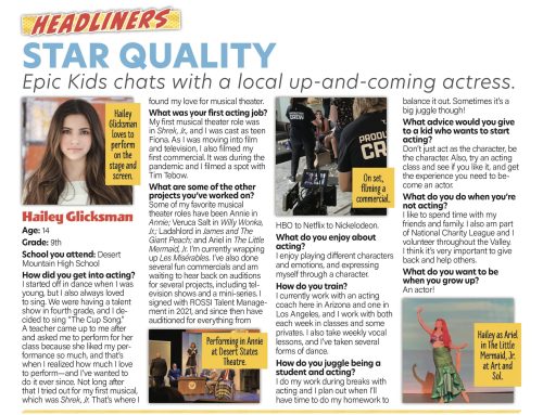 Star Quality: Epic Kids Chats with Local Up-and-Coming Actress Hailey Glicksman