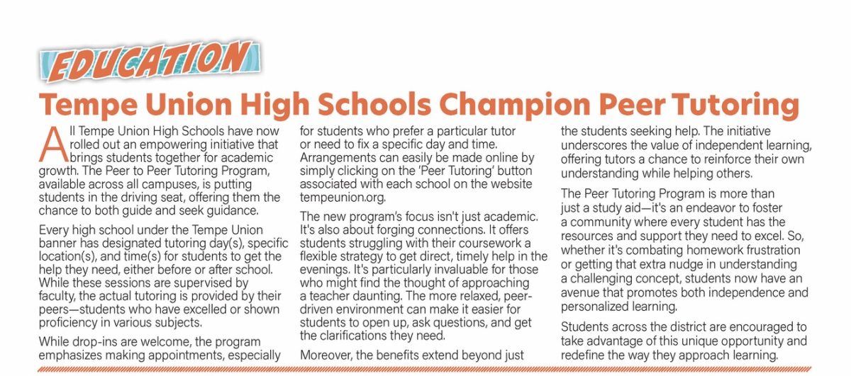 Tempe Union High Schools Champion Peer Tutoring: Empowering Students to ...